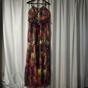 LORAGAL  floral maxi dress with cut-outs Women‎ 2XL Adjustable Straps Colorful